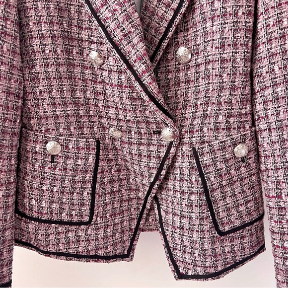 VERONICA BEARD | Theron Tweed Double Breasted Pink Purple Dickey Blazer Jacket 4 - Picture 8 of 15